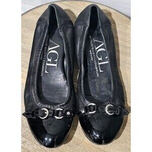 AGL Monika Cap Tope Ballet Flat Round Toe Flats Black Size 38.5 US 8.5 $355